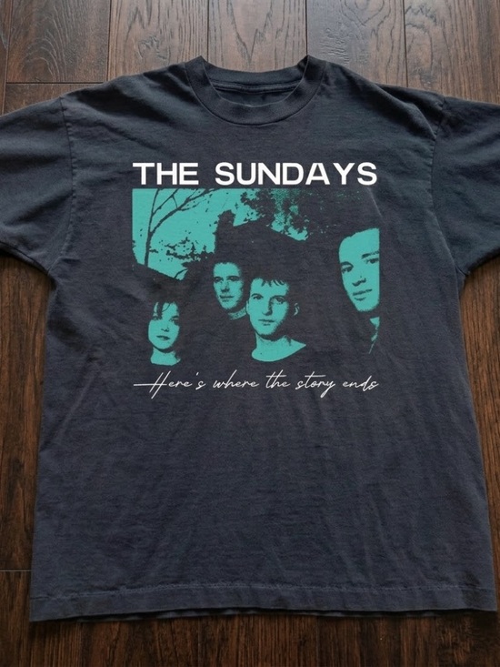 Gildan Other - sundays Black Tee with Teal Band Graphic